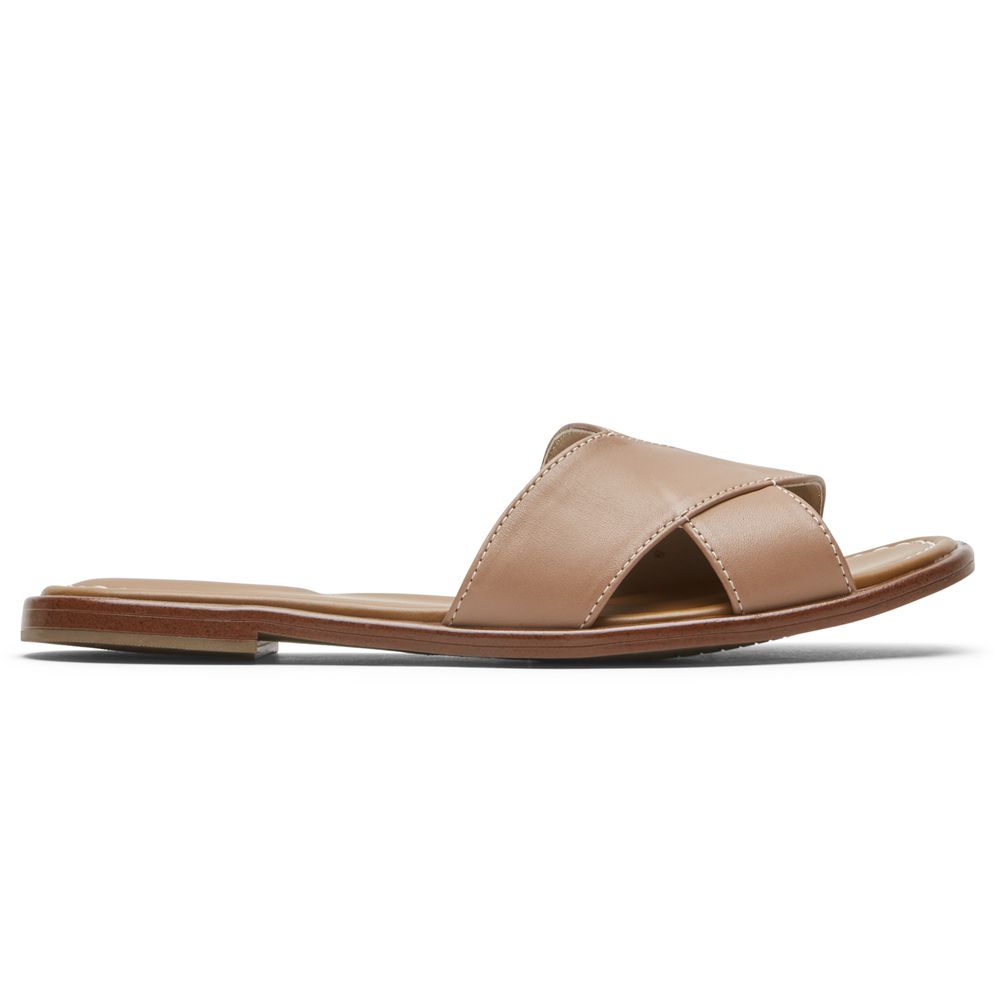 Rockport Women's Total Motion Zadie Slides - Beige - USA (3149EKZYF)